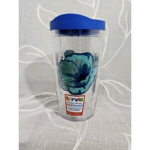 Tervis Blue Poppy Cool Wave Double Walled Insulated 16oz USA NWT